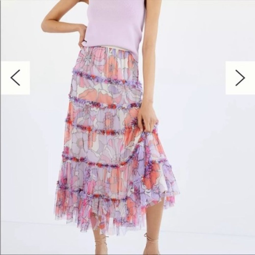 Anthropologie Maeve tiered tulle maxi skirt
